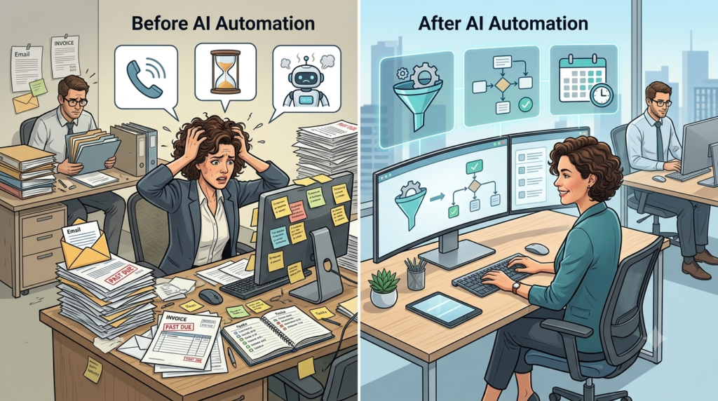 AI automation for small business workflows saving time and improving productivity